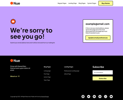 Neo Email subscriptions confirmation page x 1920px