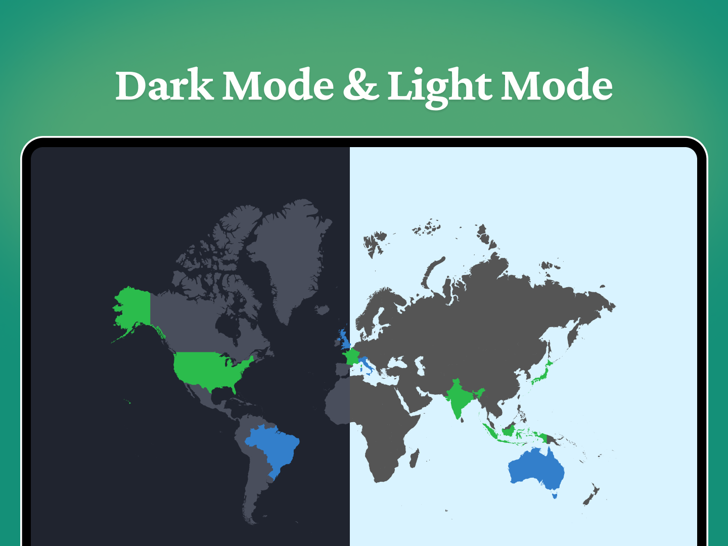 Dark Mode and Light Mode options